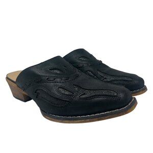 Roper Shoes Womens 11 Beth Glittered Snip Toe Mule Black Faux Leather Casual Low